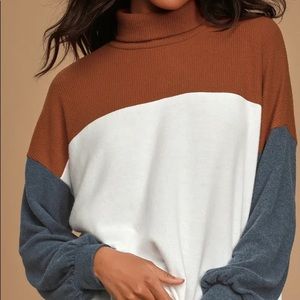 Lulu’s Color Block Turtleneck Sweater
